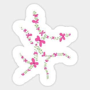 Pink flowers girl Sticker